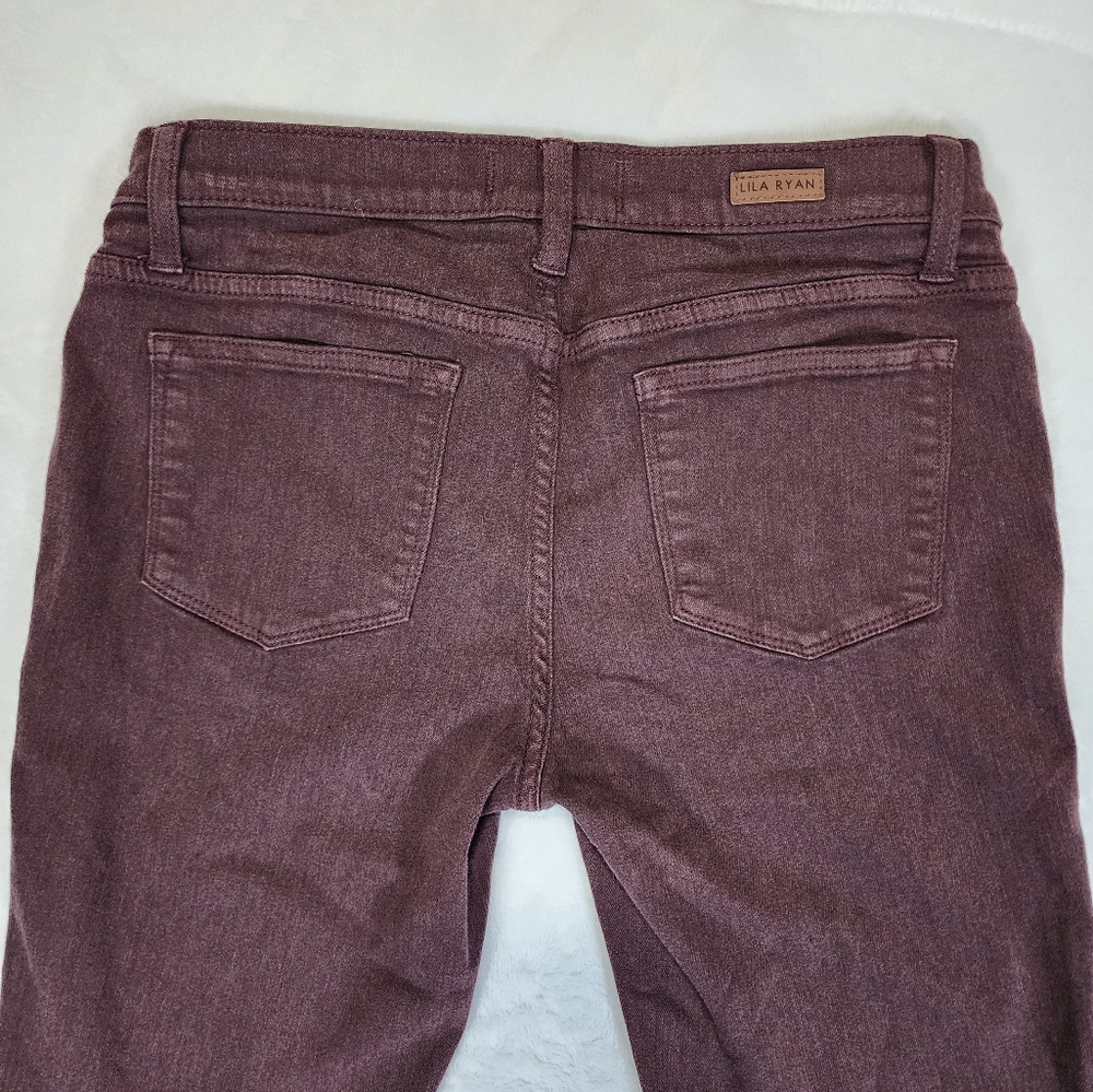 Lila Ryan Burgundy Mid Rise Slim Ankle Jeans Size 27 - Picture 4 of 7